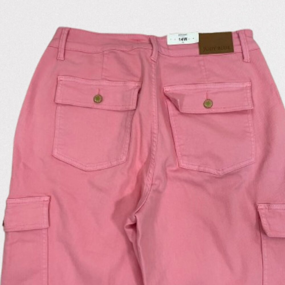Judy Blue NEW Garment Dyed Cargo Jeans Size 14W Pink - Picture 7 of 10